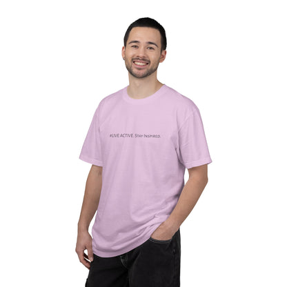 Live Active. Stay Inspired T-Shirt —Motivational Graphic Tee (Black Logo)