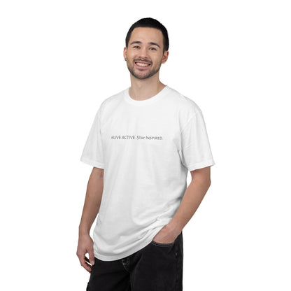 Live Active. Stay Inspired T-Shirt —Motivational Graphic Tee (Black Logo)