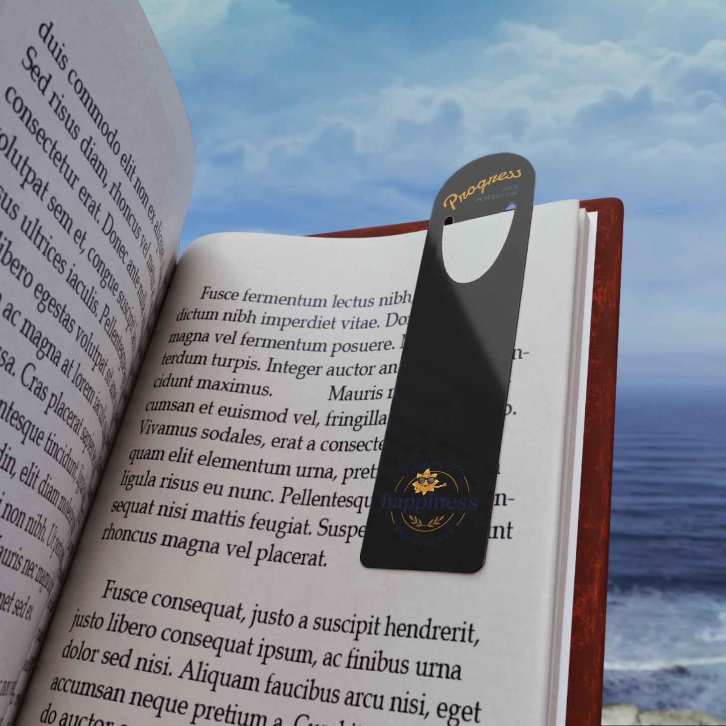 Progress Over Perfection — Wishing You Happiness and Success Inspirational Metal Bookmark