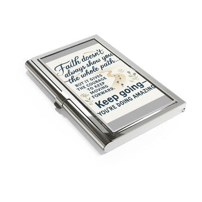 Inspirational Business Card Holder, Motivational Card Case, Desk Accessory, Gift for Professionals, Keep Going Quote Holder