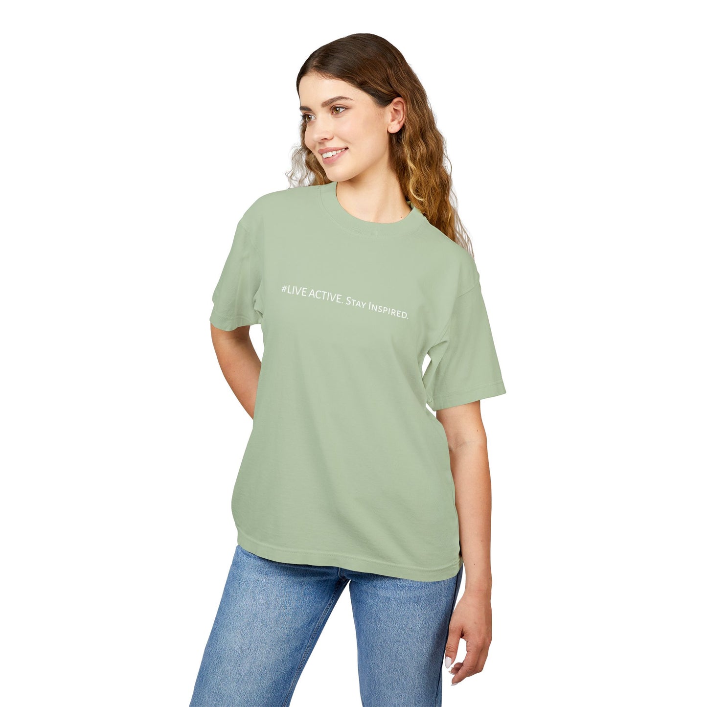 “Live Active. Stay Inspired.” with Happiness & Success — Boxy Graphic T-Shirt