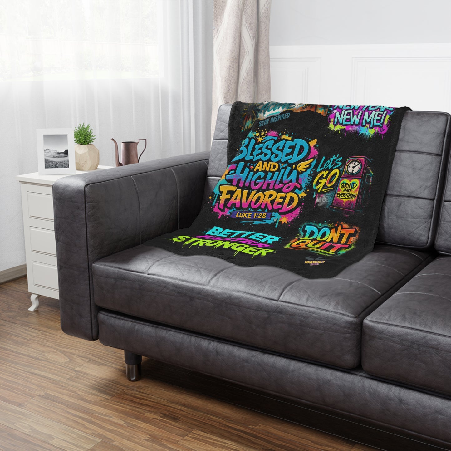 Blessed & Highly Favored Minky Blanket — Inspirational New Year Motivational Throw (Don’t Quit, Better Faster Stronger)