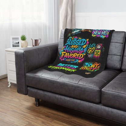 Blessed & Highly Favored Minky Blanket — Inspirational New Year Motivational Throw (Don’t Quit, Better Faster Stronger)