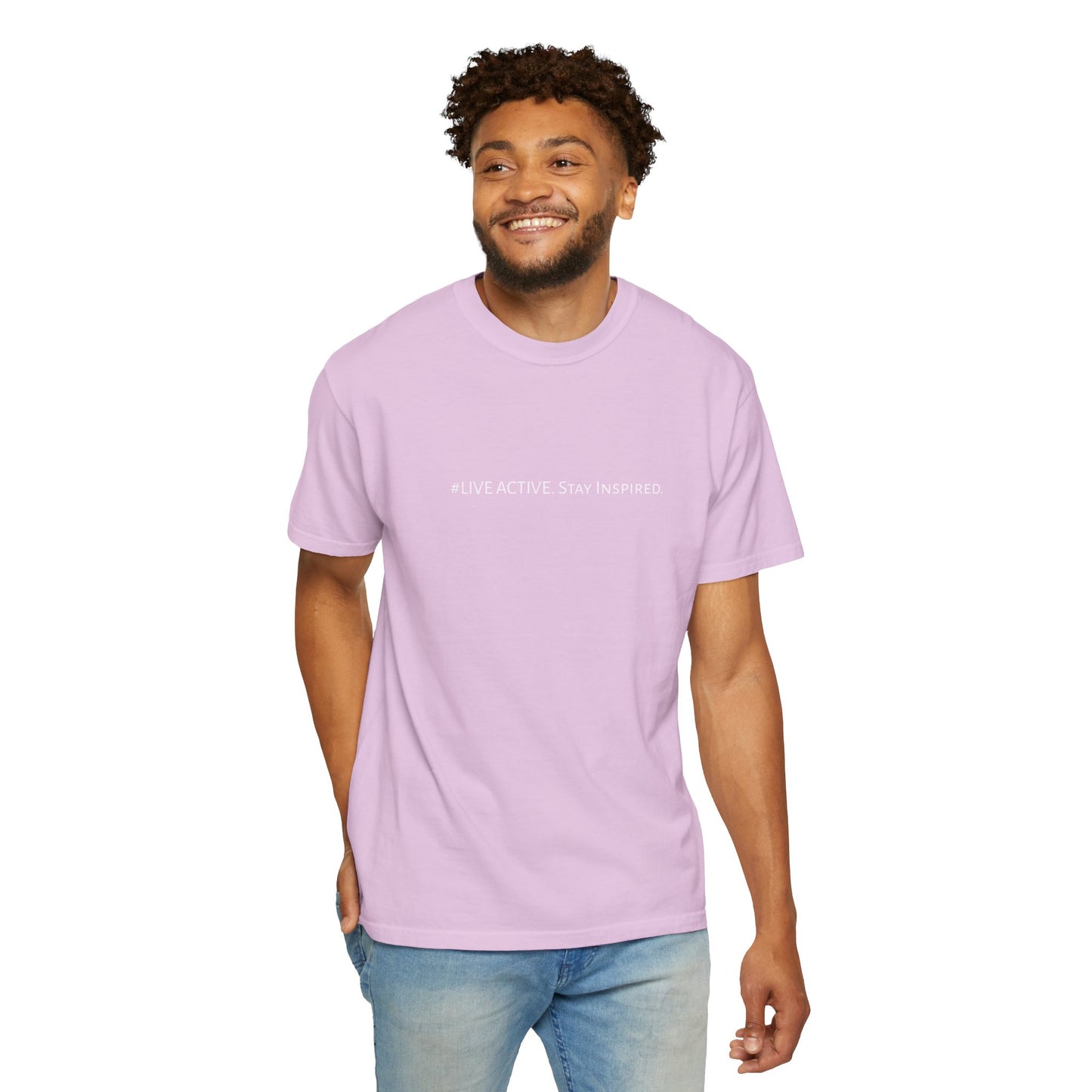 Live Active. Stay Inspired T-Shirt —Motivational Graphic Tee (White logo)