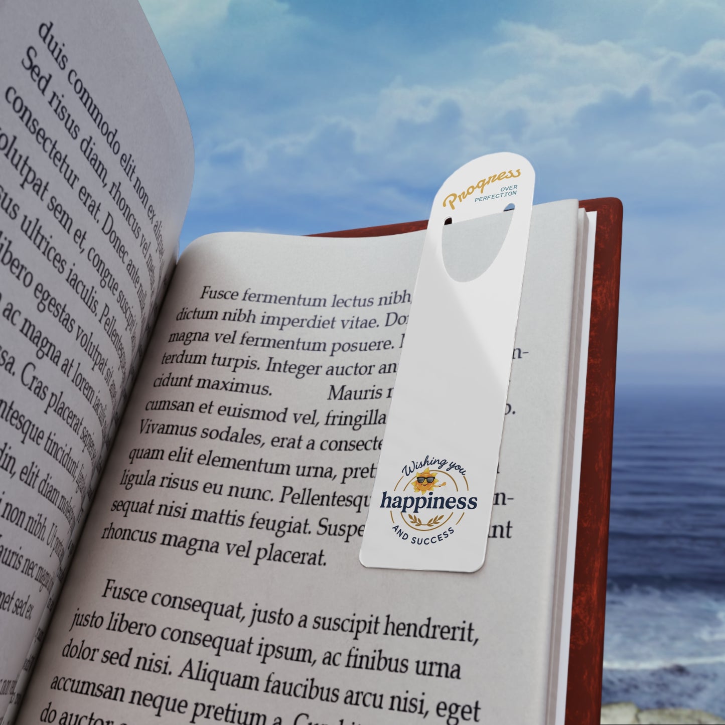 Progress Over Perfection — Wishing You Happiness and Success Inspirational Metal Bookmark