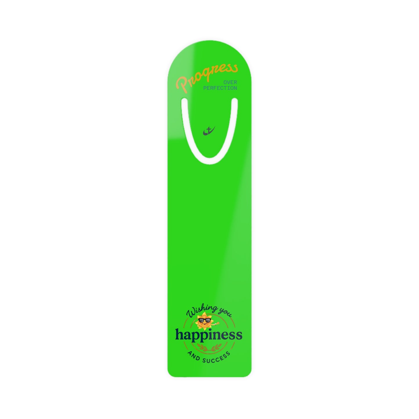 Progress Over Perfection — Wishing You Happiness and Success Inspirational Metal Bookmark