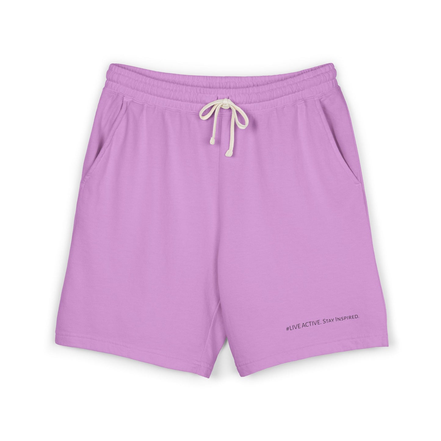 "Live Active. Stay Inspired." Sweat Shorts — Lightweight Casual Lounge Shorts (Black Logo)