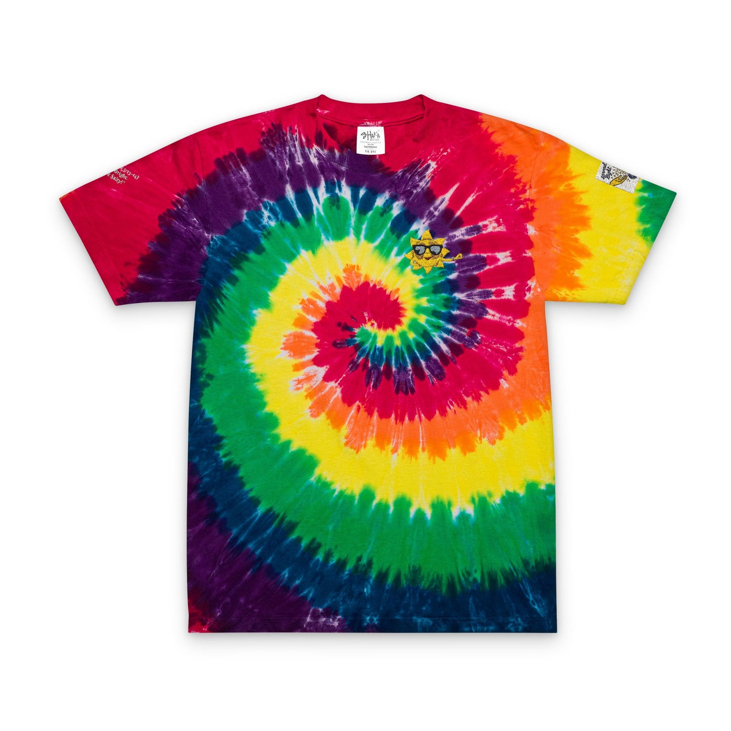 Vibrant Oversized Tie-Dye T-Shirt with Fun Embroidery, Summer Essential, Boho Fashion, Festival Wear, Unisex Casual Tee