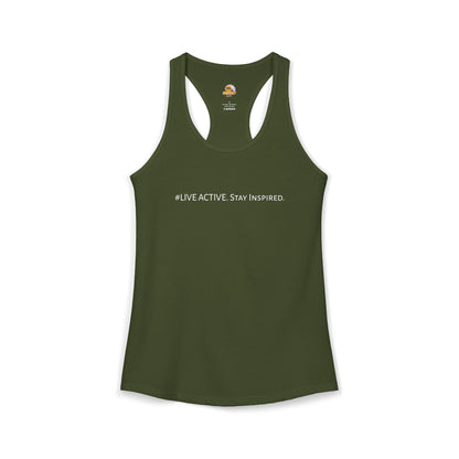 Women's "Live Active. Stay Inspired." Tank (White Logo)
