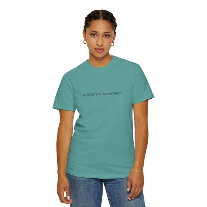 Live Active. Stay Inspired T-Shirt —Motivational Graphic Tee (Black Logo)