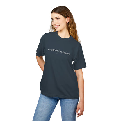 “Live Active. Stay Inspired.” with Happiness & Success — Boxy Graphic T-Shirt