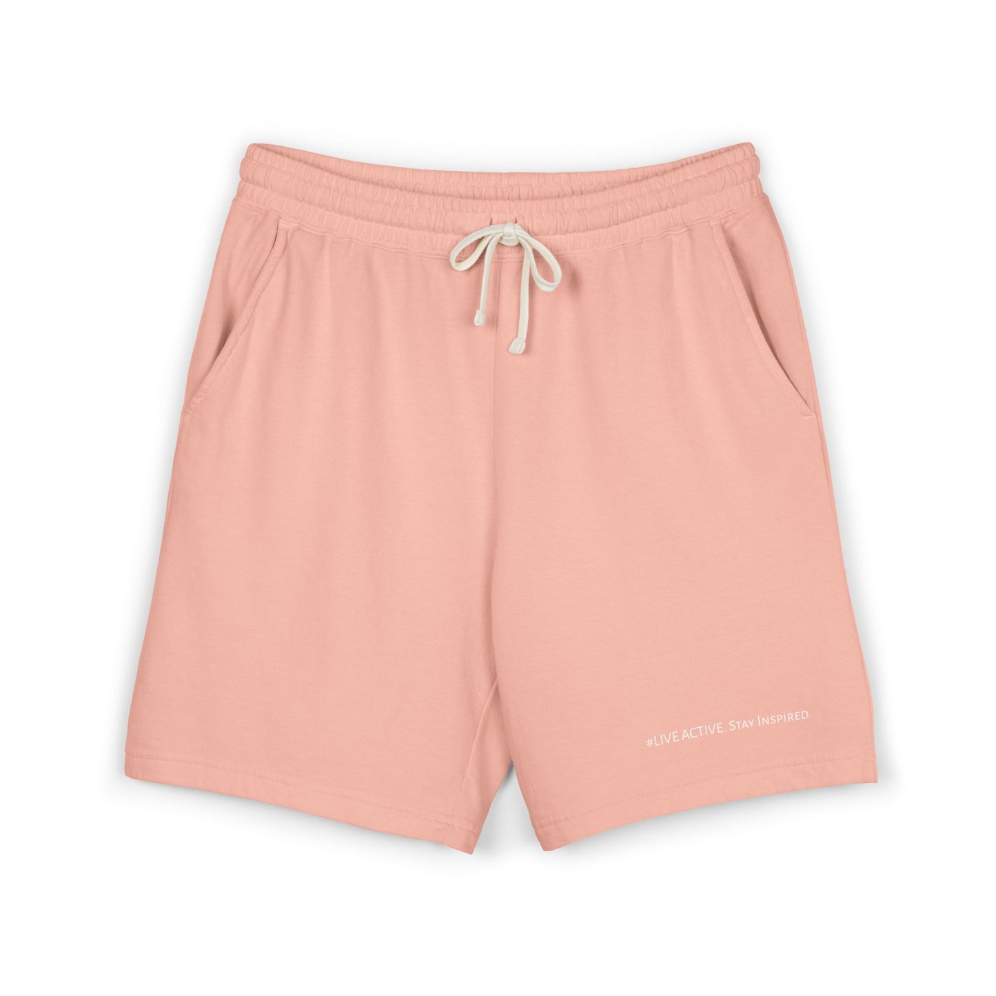 "Live Active. Stay Inspired." Sweat Shorts — Lightweight Casual Lounge Shorts (White Logo)