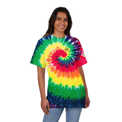 Vibrant Oversized Tie-Dye T-Shirt with Fun Embroidery, Summer Essential, Boho Fashion, Festival Wear, Unisex Casual Tee