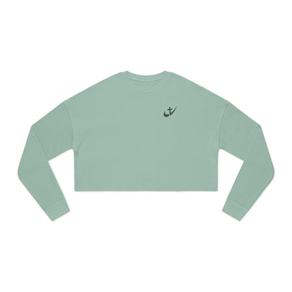 Heavenlyhigh swoosh Logo— Women's  Nautical Casual Cropped Top Sweatshirt