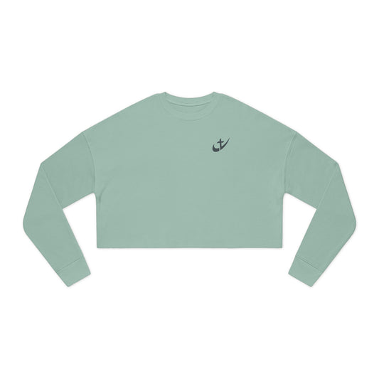Heavenlyhigh swoosh Logo— Women's  Nautical Casual Cropped Top Sweatshirt