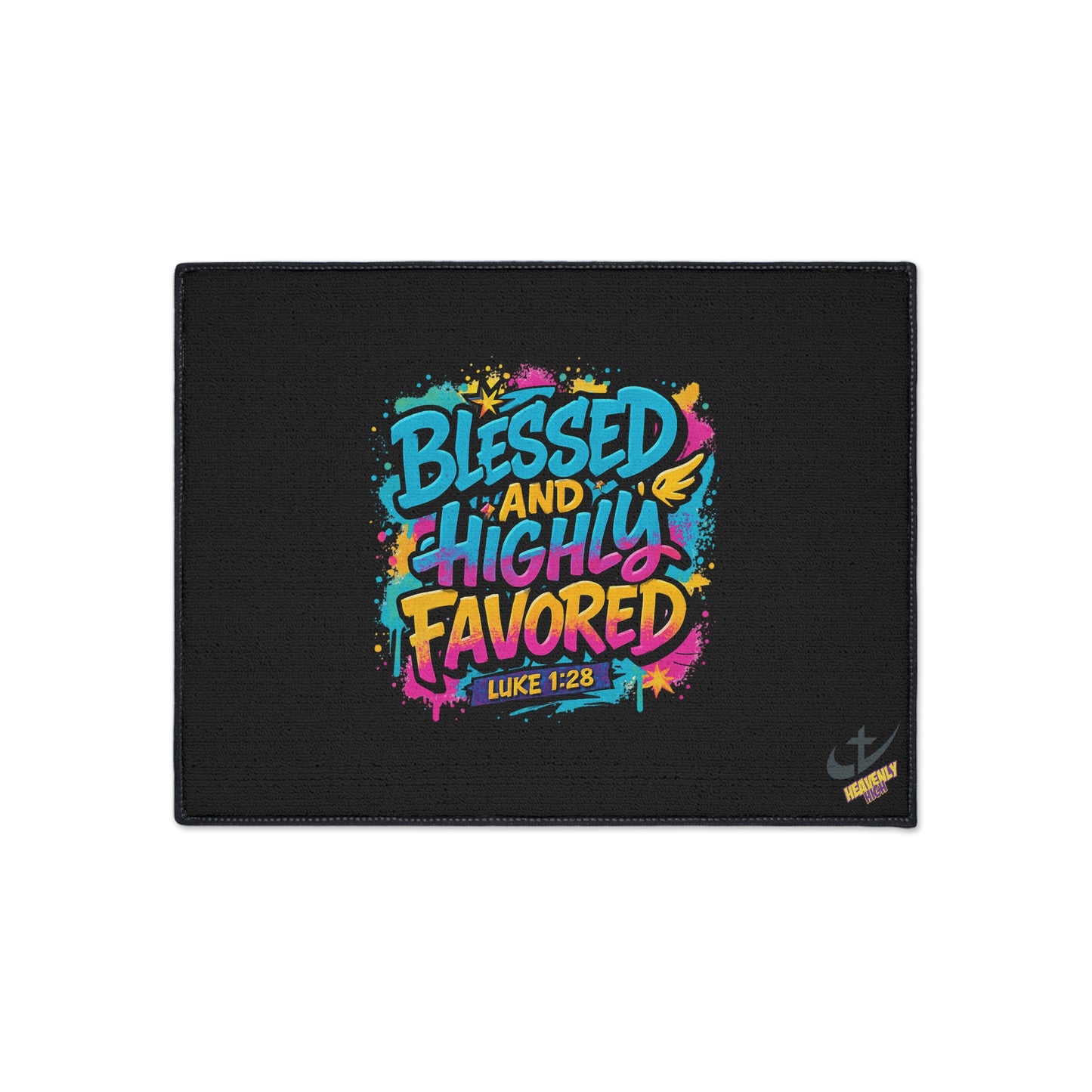 Blessed and Highly Favored Floor Mat — Christian Welcome Doormat (Luke 1:28)