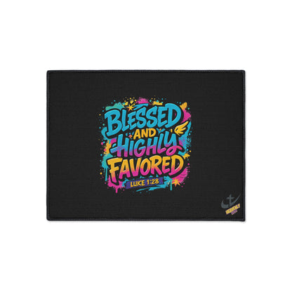 Blessed and Highly Favored Floor Mat — Christian Welcome Doormat (Luke 1:28)