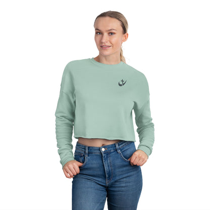 Heavenlyhigh swoosh Logo— Women's  Nautical Casual Cropped Top Sweatshirt