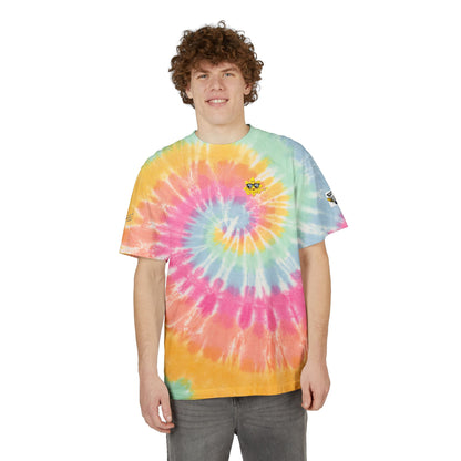 Vibrant Oversized Tie-Dye T-Shirt with Fun Embroidery, Summer Essential, Boho Fashion, Festival Wear, Unisex Casual Tee
