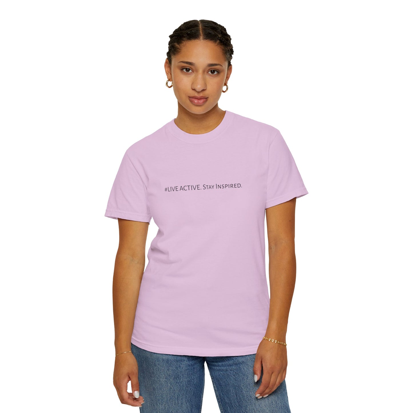 Live Active. Stay Inspired T-Shirt —Motivational Graphic Tee (Black Logo)