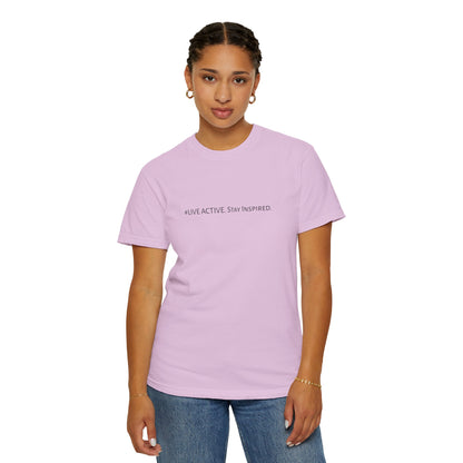 Live Active. Stay Inspired T-Shirt —Motivational Graphic Tee (Black Logo)