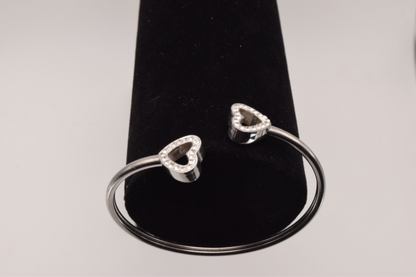 Double Heart Bracelet - Steel Color