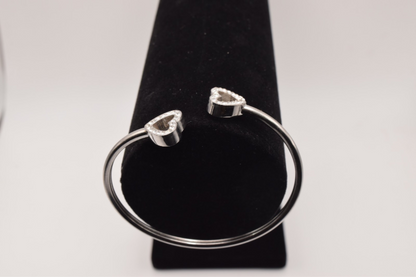 Double Heart Bracelet - Steel Color