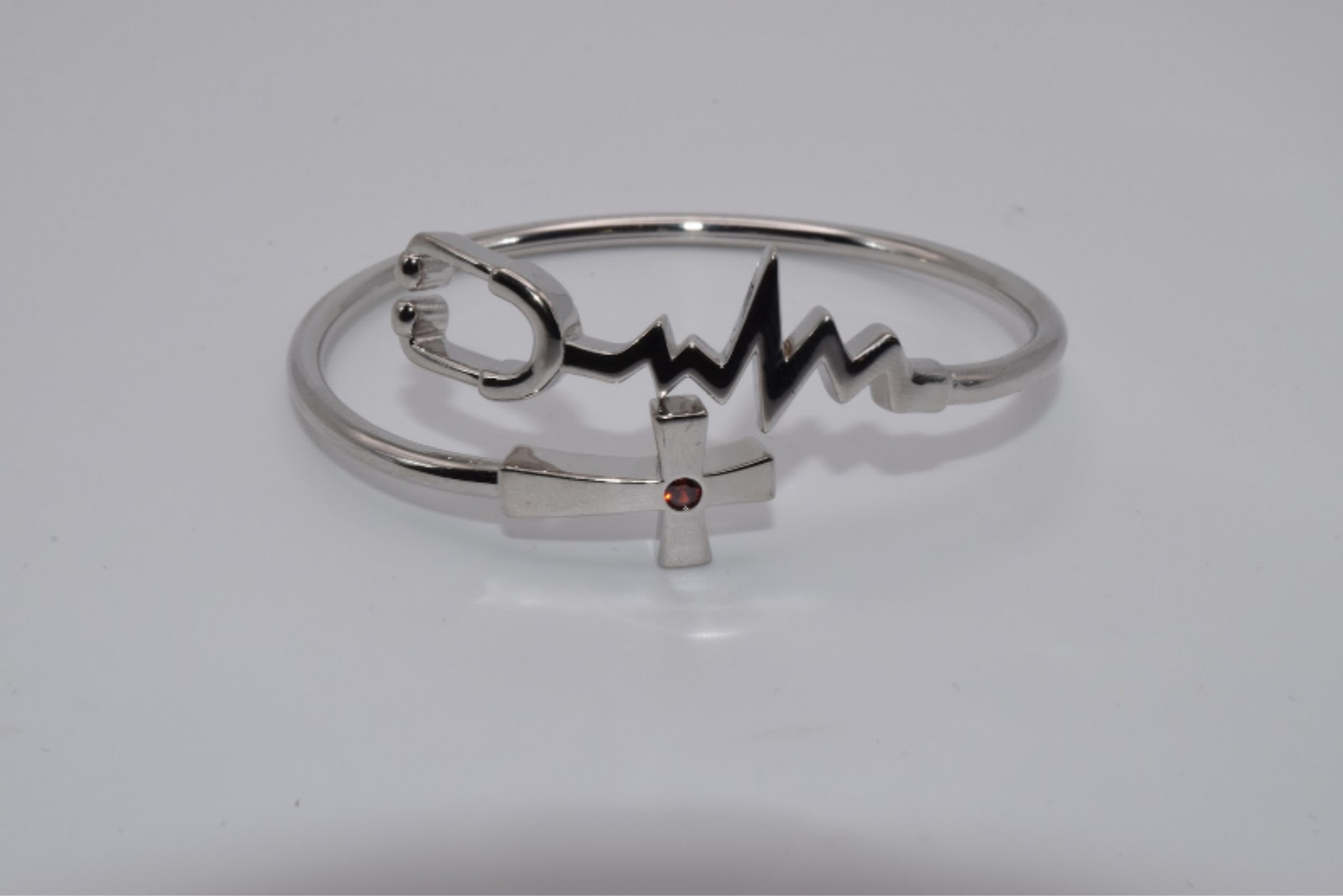 Nurse Stethoscope Heart Cross Bracelet