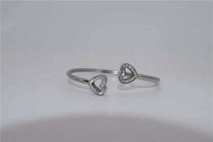 Double Heart Bracelet - Steel Color