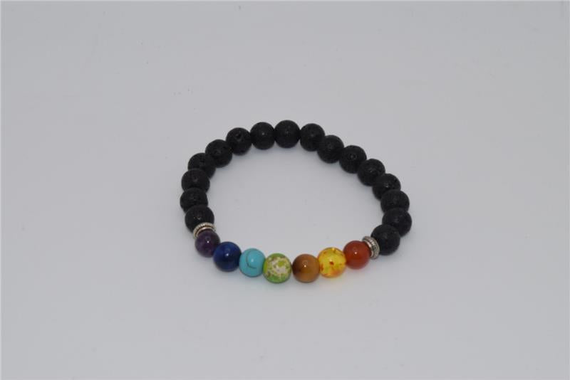 Chakra Lava Stone Crystal Bracelet