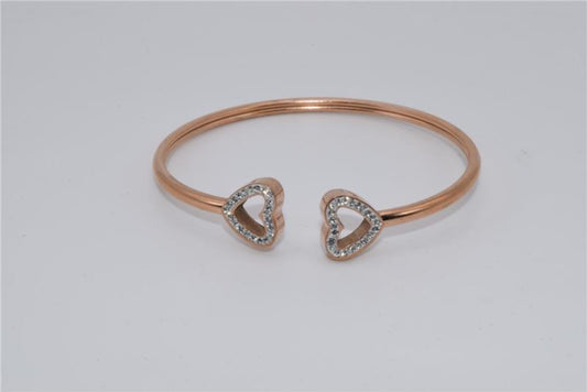 Double Heart Bracelet - Rose Golden