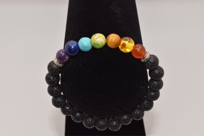 Chakra Lava Stone Crystal Bracelet