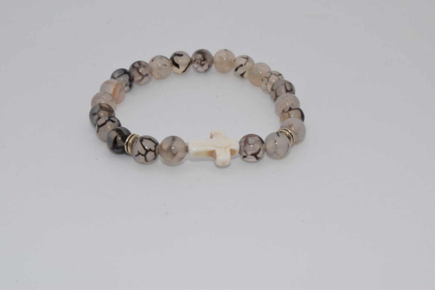 Braided Cross Beaded Bracelet - 8mm White