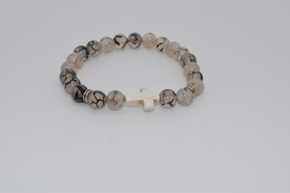 Braided Cross Beaded Bracelet - 8mm White