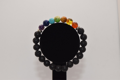 Chakra Lava Stone Crystal Bracelet
