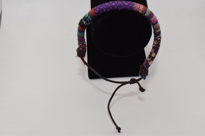 Purple Multi Colored Fabric Bracelet