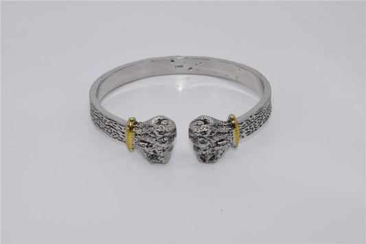 Silver Double Fist Cuff Bracelet