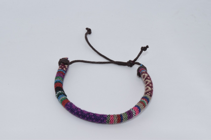 Purple Multi Colored Fabric Bracelet