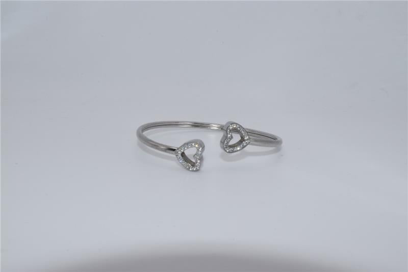 Double Heart Bracelet - Steel Color