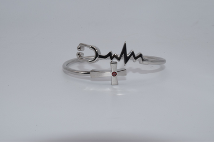 Nurse Stethoscope Heart Cross Bracelet