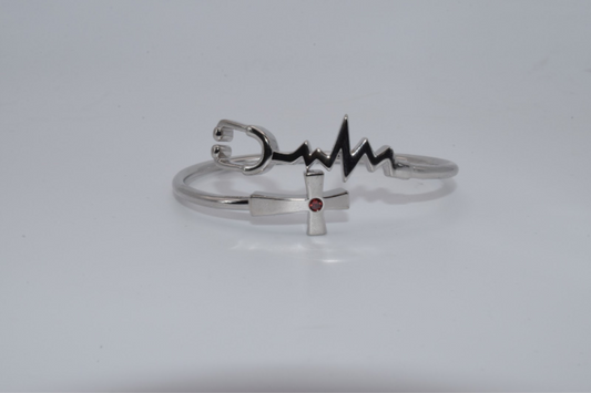 Nurse Stethoscope Heart Cross Bracelet